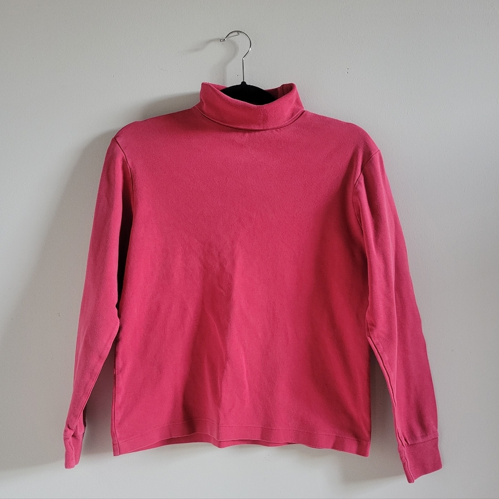 Vintage Eddie Bauer Black Gold Label Cotton Turtleneck Womens Medium Pink Red